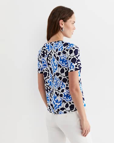 Nur Short Sleeve Mercerised Tee in BLUE MULTI
