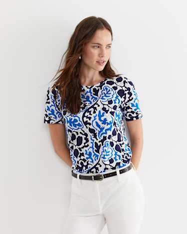Nur Short Sleeve Mercerised Tee in BLUE MULTI