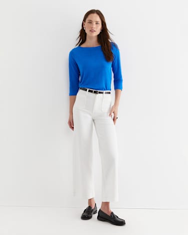 Cecile Linen Top in PEACOCK