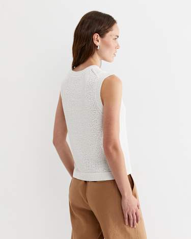 Josie Tape Yarn Vest in WHITE