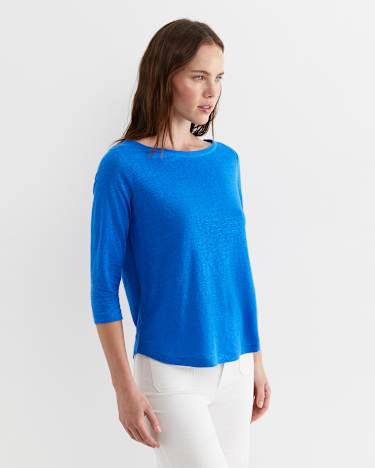 Cecile Linen Top in PEACOCK