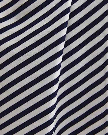 Tie Mercerised Cotton Jersey Dress in WHITE/NAVY
