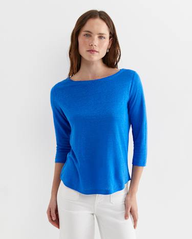 Cecile Linen Top in PEACOCK