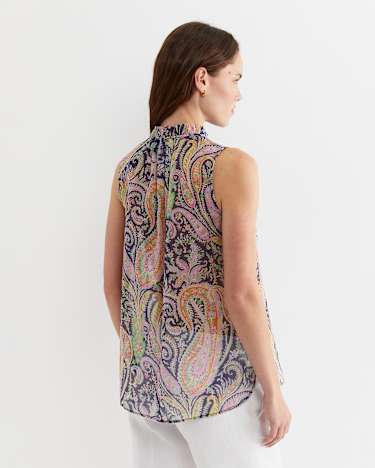 Florence Sleeveless Liberty Blouse in NAVY MULTI