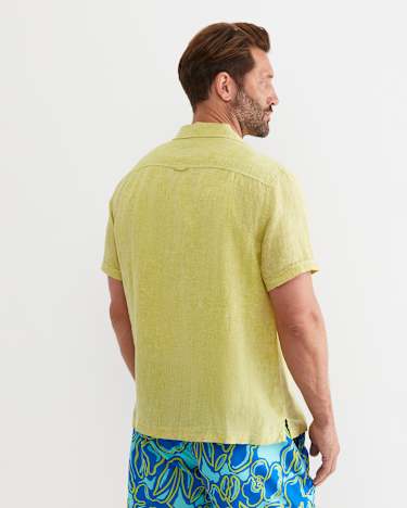 Short Sleeve Stanton Linen Shirt in LIME