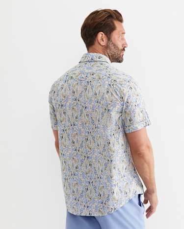 Howley Short Sleeve Cotton Shirt in WHITE/MULTI