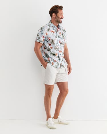 Percy Short Sleeve Cotton Shirt in BLUE MULTI