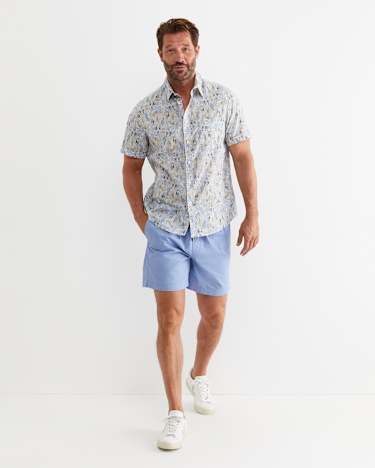 Howley Short Sleeve Cotton Shirt in WHITE/MULTI