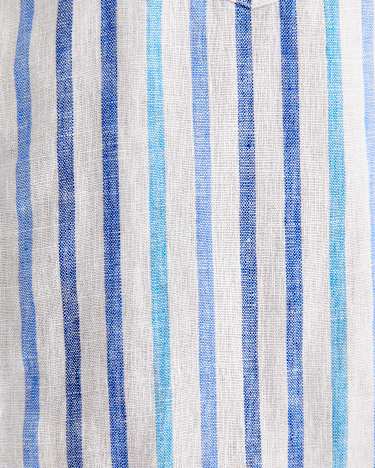 Fenton Short Sleeve Stripe Linen Shirt in BLUE MULTI