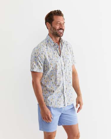 Howley Short Sleeve Cotton Shirt in WHITE/MULTI