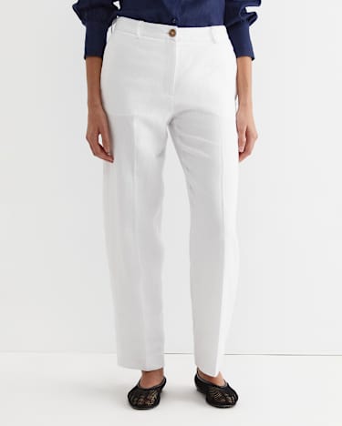 Freya Straight Linen Pant in WHITE