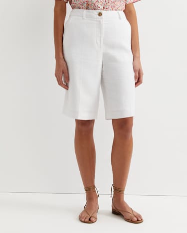 Freya Bermuda Linen Short in WHITE