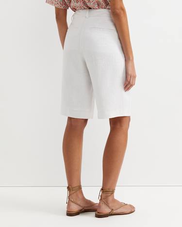 Freya Bermuda Linen Short in WHITE