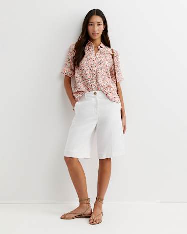 Freya Bermuda Linen Short in WHITE