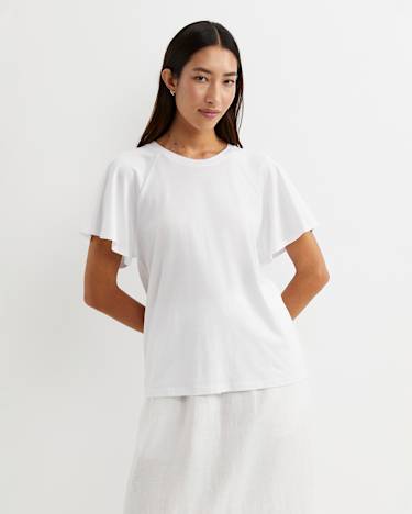 Flutter Short Sleeve Tee in WHITE