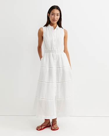 Rory Ramie Maxi Dress in WHITE