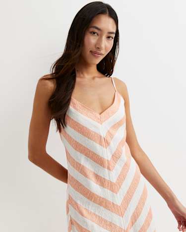 Callie Stripe Slip Dress in ORANGE/WHITE