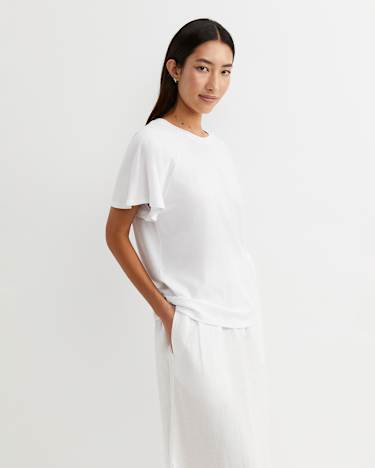 Flutter Short Sleeve Tee in WHITE