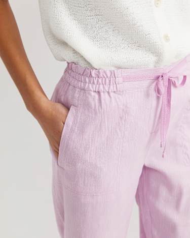Rosa Crop Linen Pant in ORCHID