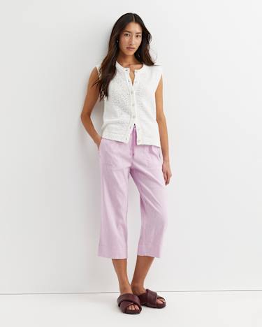Rosa Crop Linen Pant in ORCHID