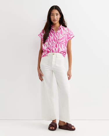 Zola Short Sleeve Lily Voile Shirt in PINK/WHITE