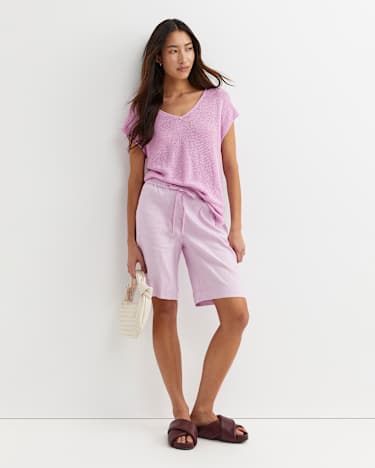 Rosa Linen Short in ORCHID