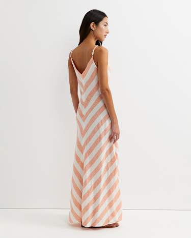 Callie Stripe Slip Dress in ORANGE/WHITE