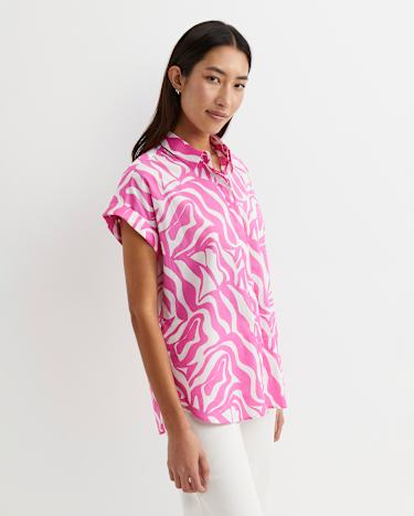 Zola Short Sleeve Lily Voile Shirt in PINK/WHITE