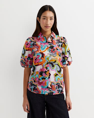 Fiola Lantern Sleeve Blouse in MULTI