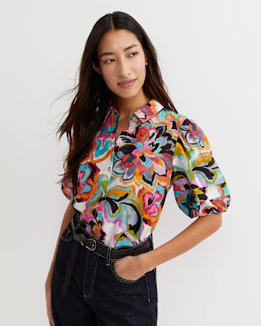 Fiola Lantern Sleeve Blouse in MULTI