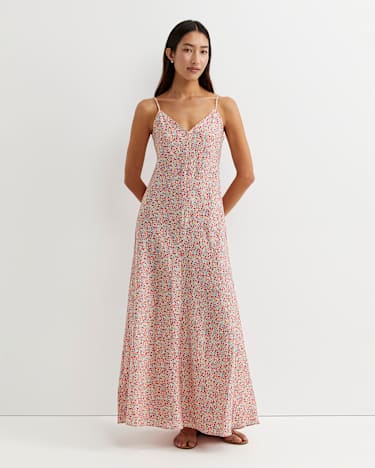 Phoebe Liberty Slip Dress in RED MULTI