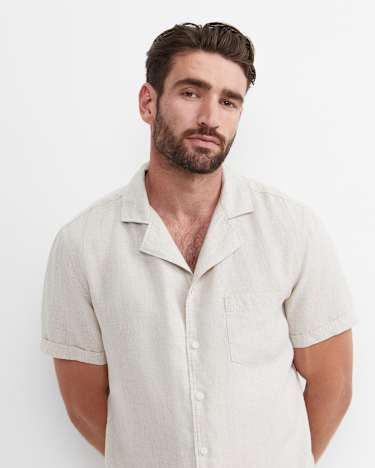 Short Sleeve Stanton Linen Shirt in NATURAL
