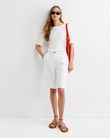 Heidi Boat Neck Half Sleeve Tee in WHITE