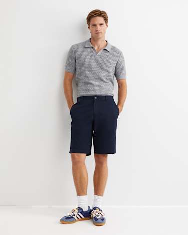 Bryant Knitted Polo in GREY MELANGE