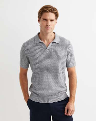 Bryant Knitted Polo in GREY MELANGE