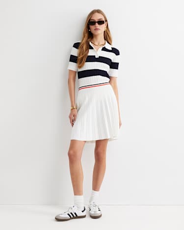 Elka Cable Polo in WHITE/NAVY