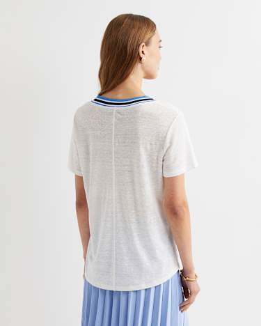 Tonia Rib Neck Short Sleeve Tee in WHITE/MULTI