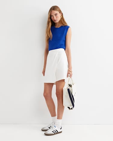 Elka Cable Cropped Vest in SORRENTO BLUE