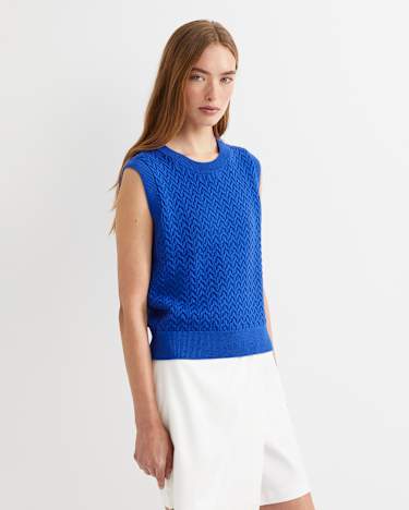Elka Cable Cropped Vest in SORRENTO BLUE