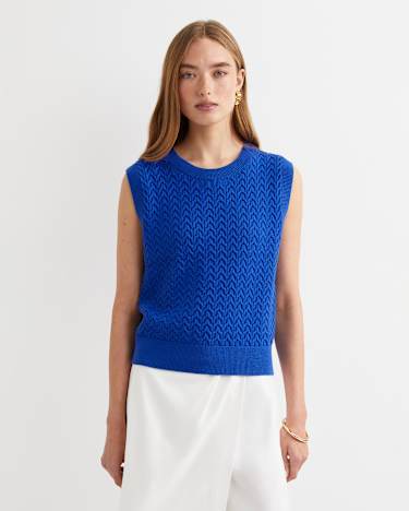Elka Cable Cropped Vest in SORRENTO BLUE
