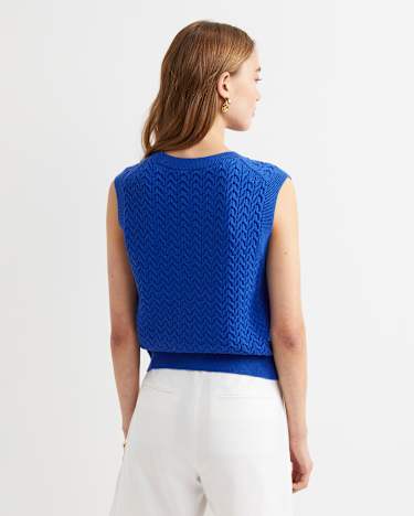 Elka Cable Cropped Vest in SORRENTO BLUE