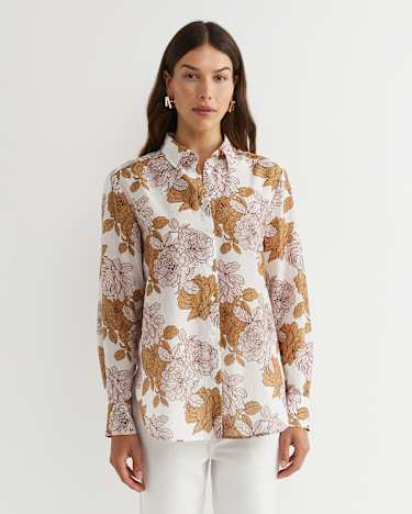 Miranda Cotton Silk Shirt in TAN
