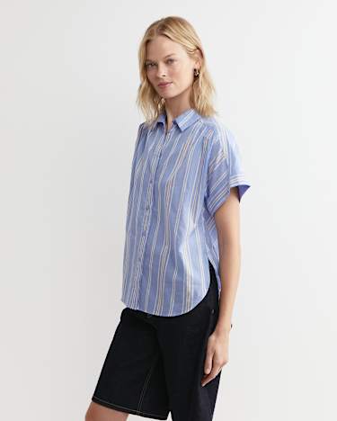 Lacey Ladder Stitch Shirt in BLUE MULTI
