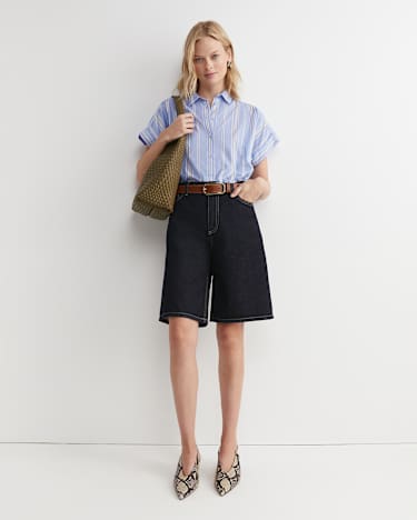 Lacey Ladder Stitch Shirt in BLUE MULTI