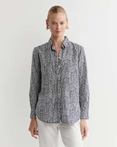 Harriet Cotton Silk Shirt in NAVY MULTI