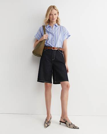 Lacey Ladder Stitch Shirt in BLUE MULTI