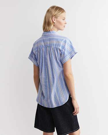 Lacey Ladder Stitch Shirt in BLUE MULTI