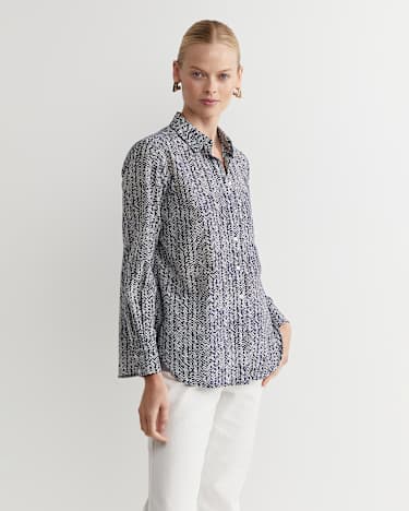 Harriet Cotton Silk Shirt in NAVY MULTI