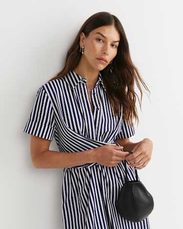 Etta Twist Maxi Dress in NAVY/WHITE