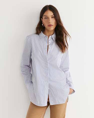 Priscilla Stripe Shirt in WHITE/BLUE